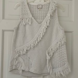 Anthropologie ivory crochet sweater tank